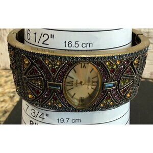 Heidi Daus Hinged Cuff Wristwatch Rhinestones